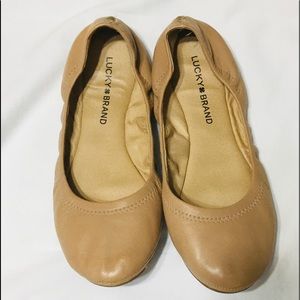 Lucky brand Emmie leather ballet flats nude tan